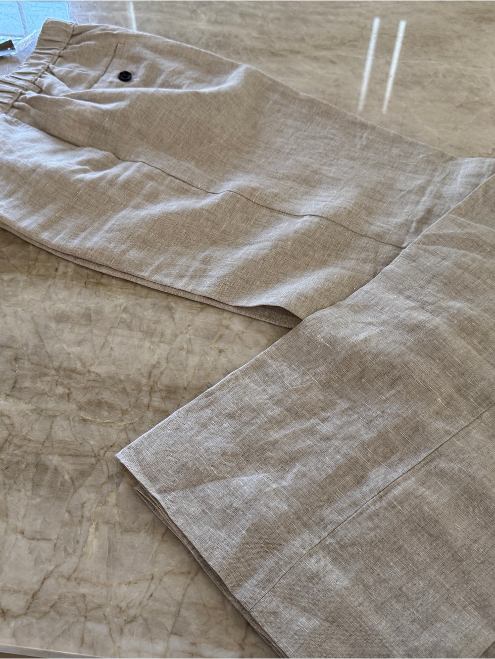J. Crew Neutral Beige Wide-Leg Linen Pants